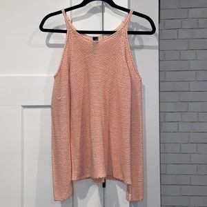 Light pink shoulder cut out sweater